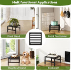 IBUYKE 2 Pack Metal Plant Stand Indoor Outdoor, Heavy Duty Small Flower Pot Stand, Modern Square Plant Shelf Flower Stand for Living Room Patio Balcony Garden, Black TMJ075B-2
