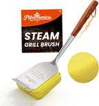Grill Brush for Outdoor Grill, Bristle Free Grill Brush with Scraper, Safe Steam Grill Cleaner for BBQ & Griddle, Long Rosewood Handle Reaches Corners, for Cast Iron & Stainless Steel Grates
