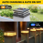 12 Pack Solar Post Cap Lights Outdoor Waterproof, Warm & Cool White, Black | Fits 4x4 Wooden and Vinyl Posts,Fence Deck Post Lights, High-Brightness LEDs