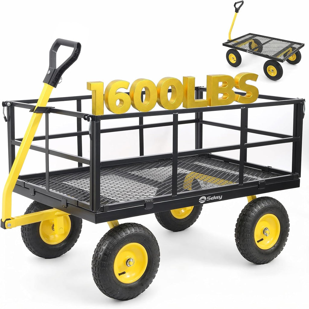 sekey 12 cu ft steel garden cart, 1600, main product view