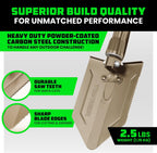 rhino usa folding survival shovel with pick shown in use