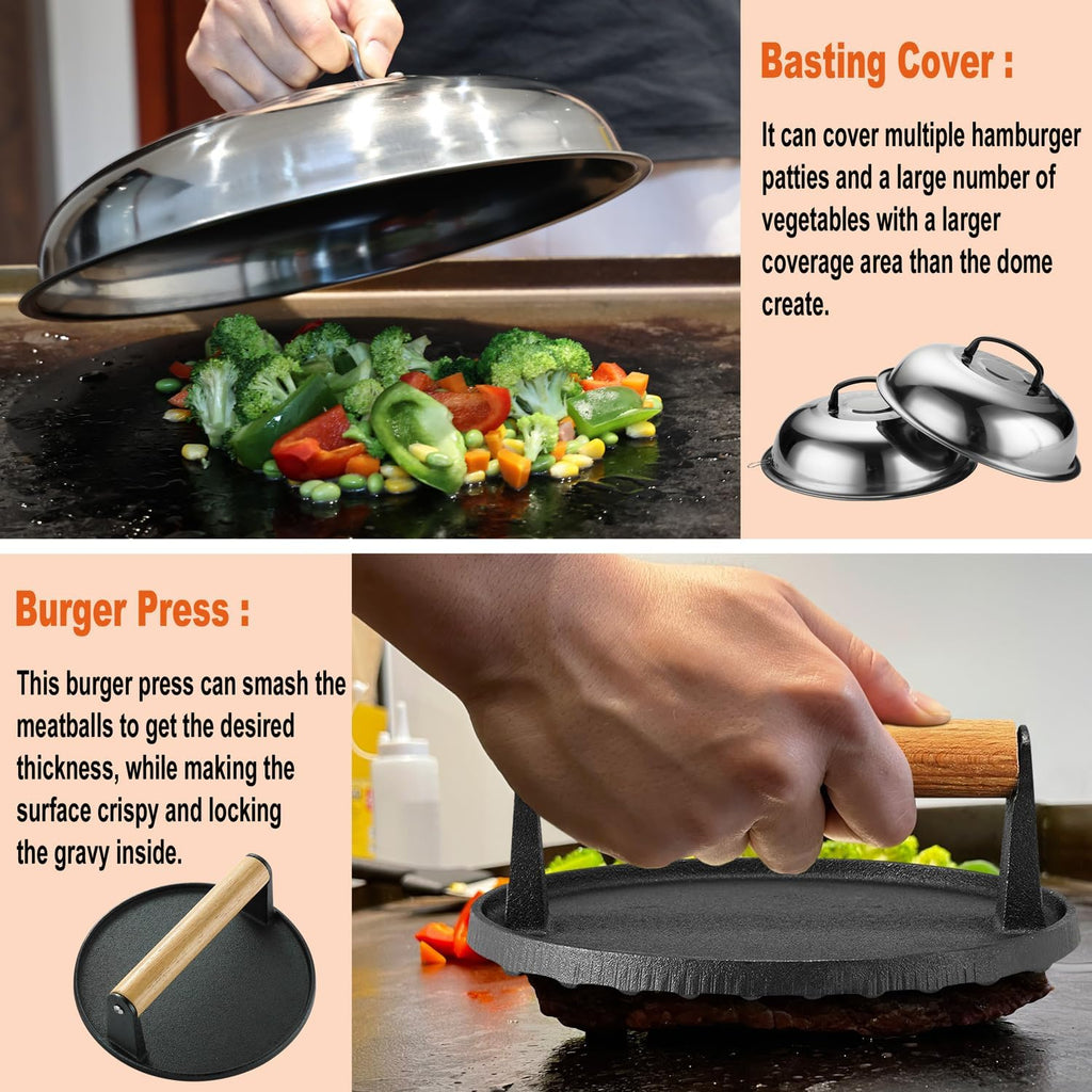 n noble family 38pcs griddle accessories kit, professional, close-up detail