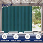 PureFit Outdoor Curtains for Patio Waterproof Weatherproof, UV Resistant Outside Curtains for Gazebo, Front Porch, Pergola, Sun Blocking Privacy Curtain, 120W x 108L inch, 1 Panel, Teal