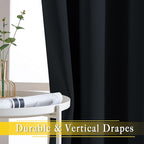 NICETOWN Black Out Curtain for Sliding Glass Door, Grommet Thermal Insulated Sound Reducing Window Treatment Weighted Wide Draperies for Bedroom/Living Room (W80 x L90, 1 Panel)