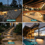 Low-Voltage 7in LED Retaining Wall Lights, 5CCT, 10-Pack | 2700K/3000K/4000K/5000K/6500K Adjustable, 4.5W 300lm 12V AC/DC Landscape Lights, Outdoor Step Lights Hardscape Lighting