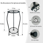 2 Pack 25.2 inch Metal Plant Stand Rack for Round Flower Pot, 2 Tier Potted Holder Indoor Outdoor Rustproof Wrought Iron Heavy Duty Planter Shelf for Corner Living Room Balcony Garden Patio, Black
