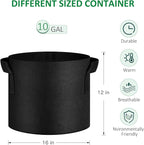 12-Pack 10 Gallon Thickened Non-Woven Grow Bags, Aeration Fabric Pots with Handles