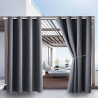 Outdoor Indoor Curtains W52 x L63 for Patio - Weather-resistant Window Panels Privacy Protect Grommet Top Thermal Insulated Home Curtain for Porch Pergola Lawn Garden Hot Tub Area (Gray, 2 Panels)