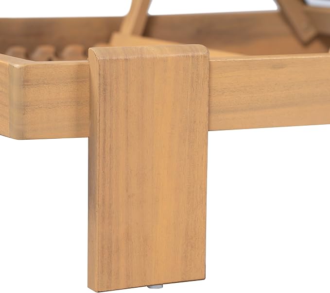 Christopher Knight Home Duska Acacia Wood Chaise Lounge Chair Set of 2, Patio Outdoor Chaise Lounge with Cushions, Adjustable Backrest Single Lounge Sofa, Garden Poolside Backyard Seating, Teak+Brown