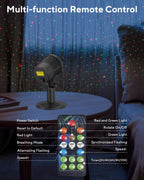 Neroupe Christmas Projector Lights Outdoor Waterproof with Remote Control, Outdoor Christmas Decorations Garden & Landscape Lights with Red and Green Stars for Garden Room Decor/Halloween Decorations