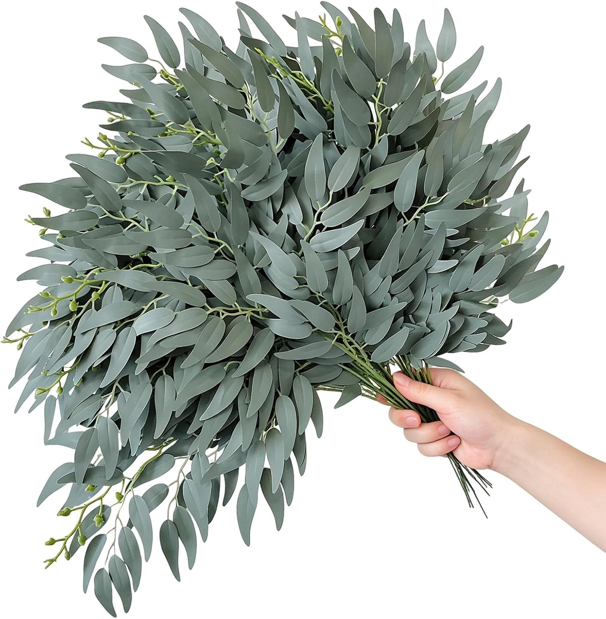 artificial italian ruscus greenery 21" long stems, gray, main product view