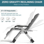 Padded Zero Gravity Chair, Folding Outdoor Lounge Chairs, Adjustable Reclining Camping Chairs with Cup Holder, Ergonomic Patio Lawn Chair for Balcony Beach Deck Yard