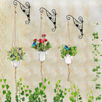Swpeet 6 Pack 3 Sizes Macrame Hanging Planter Holder Plant Hanger with 6 Pack 2.9 Inch Ceiling Cup Hooks Kit, Hanging Planter Basket Rope Holder for Indoor Outdoor Decorations Beautiful Hanging