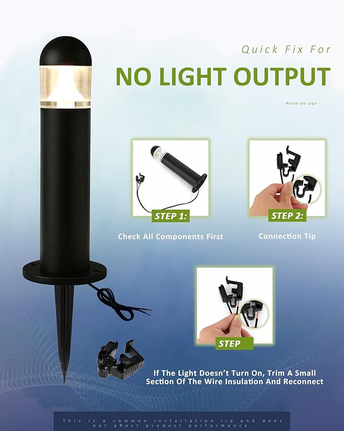 2 Pack Low Voltage Landscape Pathway Lights, 12V LED Bollard Light IP67 Waterproof, Outdoor Driveway Walkway Wired Lights (Included Connector and Stakes) - Yard Garden Lawn,2700K Warm White