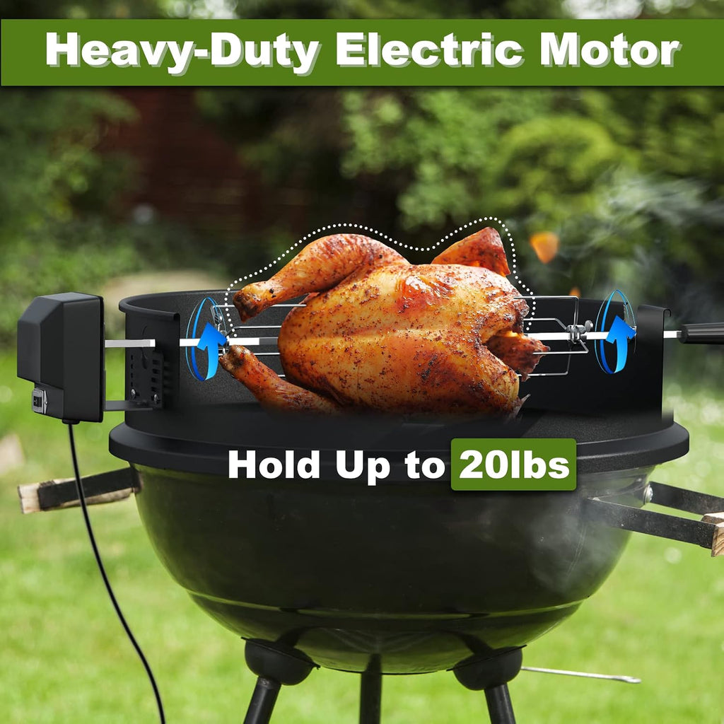 SHINESTAR Upgraded Steel Weber Kettle Rotisserie Ring Kit Barbecue Tool Kit | For Weber 22 Inch Charcoal Kettle and Other Similar Grills, Turns Your Kettle Into A Chicken Roaster