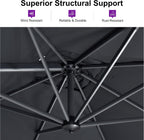 purple leaf cantilever patio umbrella 10' x 10', close-up detail