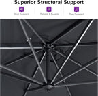 PURPLE LEAF 8 Feet Patio Umbrella Outdoor Cantilever Square Umbrella Aluminum Offset Umbrella with 360-degree Rotation for Garden Deck Pool Patio Black