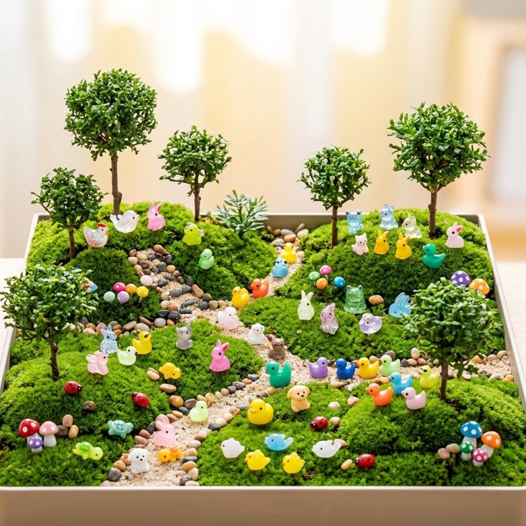 400 pcs Mini Resin Animals Many Styles Variety Tiny Animals Figures Miniature Little Small Animal Figurines Bulk for Micro Fairy Garden Landscape Accessories Hide Crafts Decor Aquarium