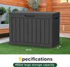 EasyUp 45 Gallon Outdoor Storage Box Waterproof, UV Resistant Deck Box Outdoor, Lockable Resin Deck Boxes for Garden Tools Equipment and Cushions, Black