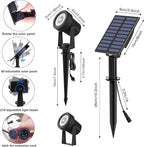 T-SUNUS Christmas Solar Landscape Spotlights 2 Pack Warm White 3000K, IP65 Waterproof Spot Lights 9.8ft Cable, Outdoor Halloween Garden Light Separated Panel for Tree Flag Yard Driveway Walkway Pool