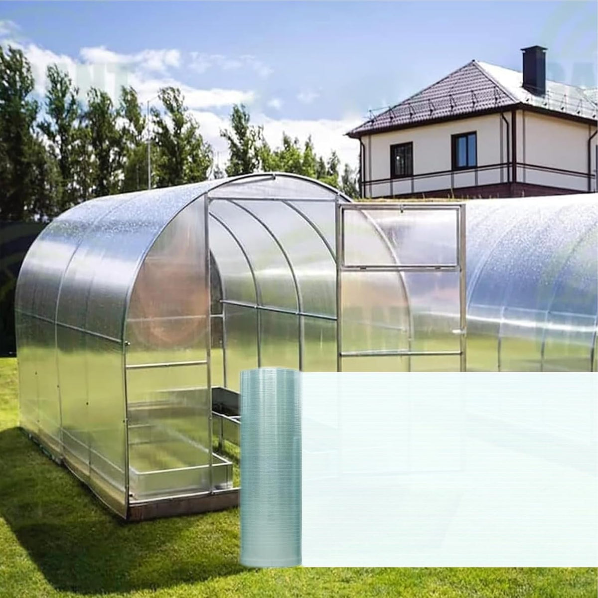 32.8ftx3.28ft clear polycarbonate roofing sheets, side view