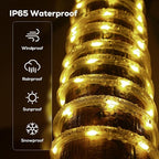 50FT 360 LED Waterproof Rope Lights Outside with Remote, 8 Modes and 4 Brightness Tube Lights for Christmas, Bedroom, Patio, Garden, Indoor Outdoor Decoration (Warm White)