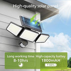 Philips Solar Security Light Outdoor Light 302 LEDs 1200lm，Solar-Powered Waterproof Wall-Mounted Flood Light w/PIR Motion Sensor, 3 Heads, IP65 Waterproof, 3 Modes (1 Pack)