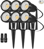 Low Voltage Landscape Lights Outdoor: 7W 700LM LED Landscape Lighting with Connectors for Tree Garden Yard Pathway | 12V 24V Warm White 2700K Spotlights | IP65 Waterproof | 6 Pack