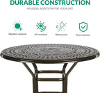 VIVIJASON 5-Piece Patio Swivel Bar Stools Set, All Weather Cast Aluminum Outdoor Bar Height Bistro Set with 4 Cushioned Bar Chairs & 38.5" High Bar Table w/Umbrella Hole for Backyard, Lawn, Garden