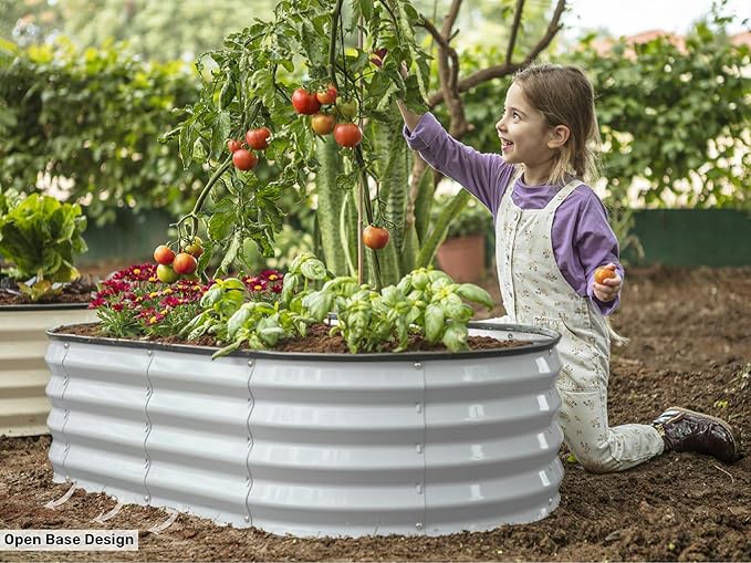 Plant & Plot Galvanized Raised Garden Beds Outdoor // 4×2×1 ft Planter Raised Beds for Gardening, Vegetables, Flowers // Large Metal Garden Box (Light Gray) // Patented Tool-Free Design