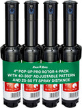 Rain Bird 5000 Heavy Duty Simple Adjust Gear Driven Rotor Sprinkler Head | 4-Pack, 3/4 inch Inlet - Water Efficient 4 inch Pop Up Lawn Sprinkler, Adjustable 40 - 360 Degree Arc and 25 - 50 ft Radius