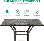 VIVIJASON 5-Piece Bar Height Patio Dining Set, All Weather Cast Aluminum Outdoor Table and Chairs Set with 4 Swivel Bar Stools, Cushions & 35.4" High Bar Table w/Umbrella Hole for Deck, Lawn, Garden