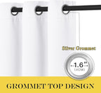 NICETOWN White Room Darkening Curtain 72 inches Long - Grommet Noise Reducing Thermal Insulated Solid Modern Window Treatments for Bedroom/Porch (1 Panel, W66 x L72)