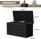 JUMMICO 90 Gallon Waterproof Resin Deck Box, Double Wall Outdoor Storage Box with Lockable Lid for Garden Tools, Patio Cushions, Pools (Black)