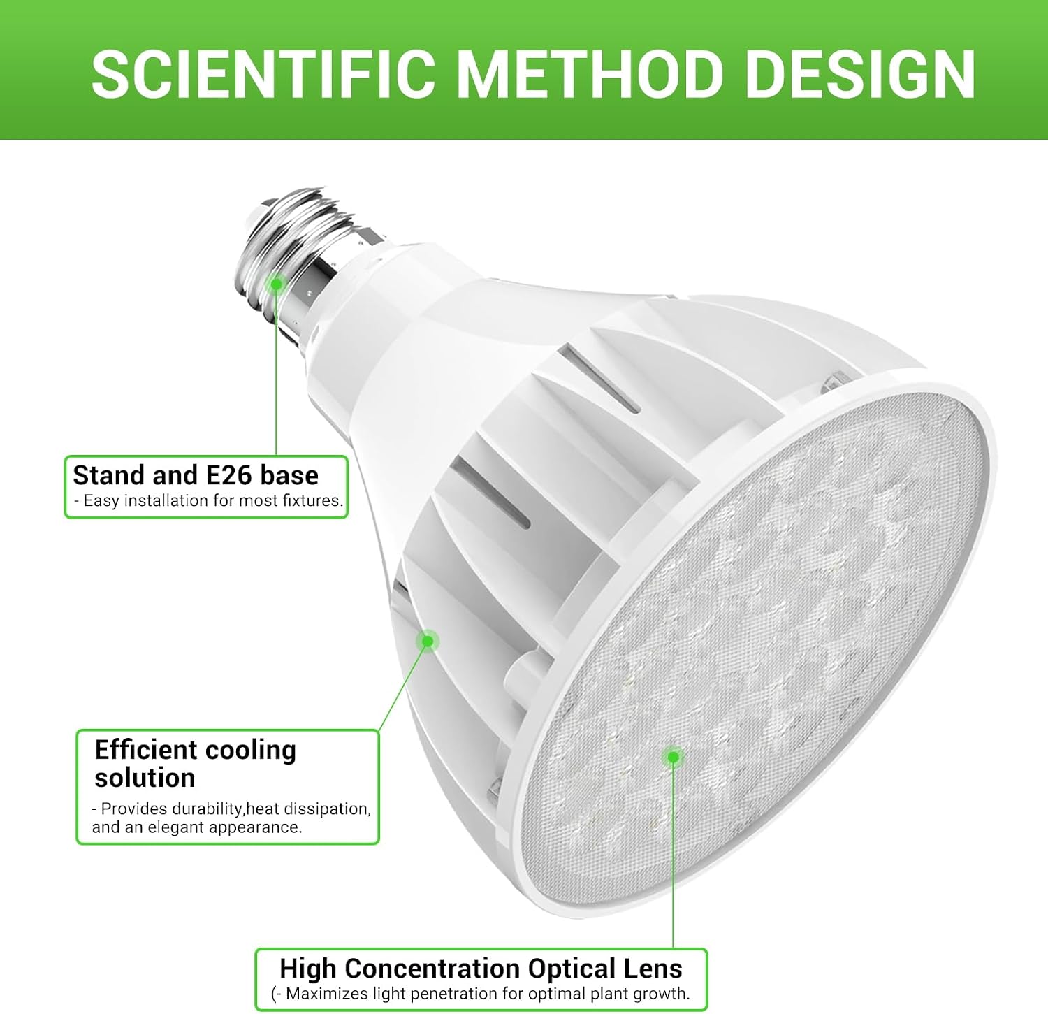 RDJ Bouns 26W LED Grow Light Bulb with Remote, PAR38, E26 Base | Dimmable, Full Spectrum Plant Bulb, Timer, Auto On/Off 4/8/12H, Natural White, For Indoor Plants, Succulents, Seeds