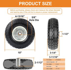 10" solid tires, 4.10/3.50-4 tire and wheel flat shown in use