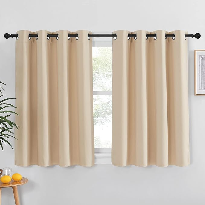 NICETOWN Bedroom Blackout Curtain and Drape - Window Treatment Thermal Insulated Solid Grommet Blackout Drapery for Bedroom (Biscotti Beige, 1 Panel, 52 by 54 inches)