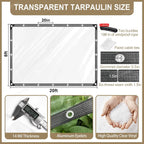 clear tarp 8x20 ft with grommets thickened 14, side view