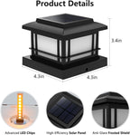 8 Pack 4x4 Post Solar Lights Outdoor with Flickering Flame, Fence Post Solar Lights Fit for 3.5x3.5 4x4 Wooden Vinyl Posts, Waterproof Solar Lights for Deck, Fence, Patio, Yard Decor (Black)
