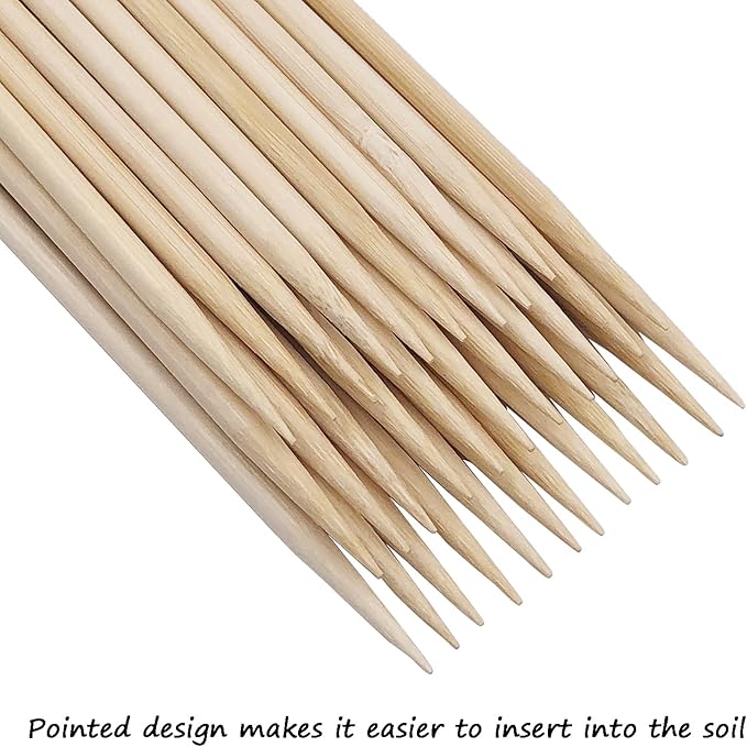 Bamboo Plant Stakes,HAINANSTRY Wood Plant Supports,Natural Bamboo Sticks for Plants/Floral/Potted Plant,Wooden Sign Posting Garden Sticks - 12 Inches 25 Pack