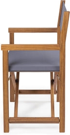 JONATHAN Y Cukor Acacia Wood Folding Director Chair Set of 2, Gray | Outdoor, Weight Capacity 260 Lbs, Teak Brown Finish, Weather-Resistant Textile, For Patio, Deck And Balcony