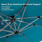 PURPLE LEAF 12 Feet Double Top Deluxe Square Patio Umbrella Offset Hanging Umbrella Cantilever Outdoor Market Umbrella Garden Turquoise Blue
