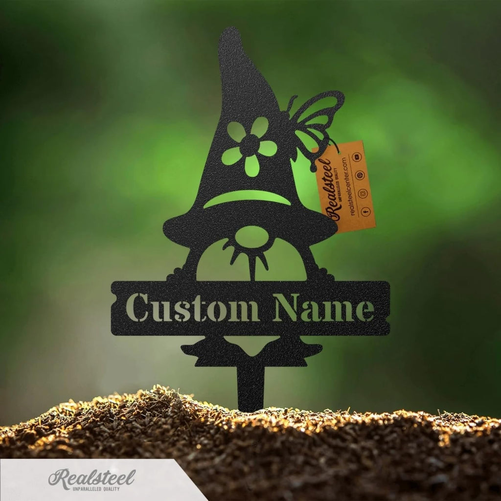 realsteel custom gnome plant markers – large metal, side view
