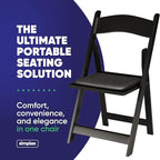 200 Black Resin Stackable Folding Chair - Comfortable Black Foldable Chair - Folding Chairs with Padded Seats - Indoor/Outdoor Folding Chairs for Events - Lightweight Foldable Chairs (200 Pack)