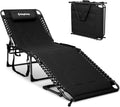KingCamp Oversized Tanning Chair Padded Lounge Chair, Black | Extra-Wide Padded, Folding Chase Lounge, Portable Adjustable 5-Position, 440lbs Heavy Duty