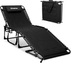KingCamp Oversized Tanning Chair Padded Lounge Chair, Black | Extra-Wide Padded, Folding Chase Lounge, Portable Adjustable 5-Position, 440lbs Heavy Duty