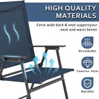 YLGJ&TIDY Folding Patio Chairs Set of 2 Stackable Outdoor Chairs with Armrests Backrest Portable Folding Chair for Patio Garden Camping Fishing Yard Lawn,No Assembly (Blue, 2 Pcs)