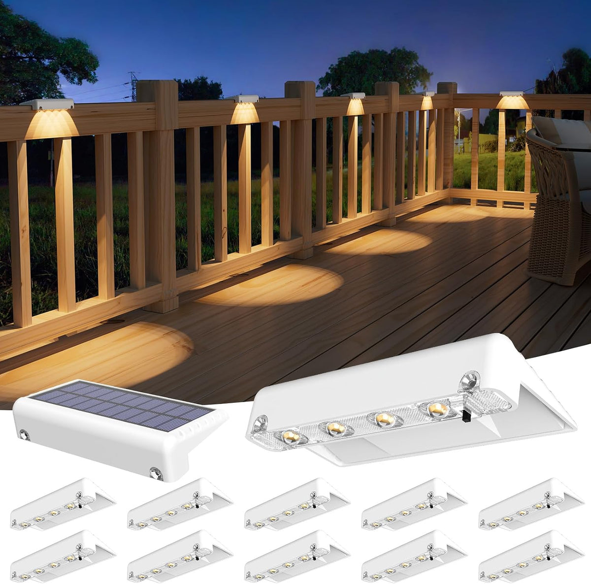 volisun solar deck lights 12 pack, warm white, main product view