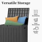 EasyUp 31Gallon Outdoor Deck Box Waterproof,Indoor and Outdoor Storage Box,Resin Storage Bin for Patio Furniture Cushions Garden Tools,UV Resistant（Black）