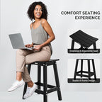 VINGLI 24 Inch Outdoor Bar Stools Set of 4, HDPE Weather Resistance Counter Height Bar Stools Durable Heavy Duty Patio Chairs for Bar Deck Balcony Kitchen Counter and Yard (Black, 24 Inch 4 PC)